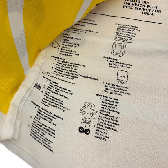 Hancock Fabrics Fabric Panel Cut Sew Yellow School Bus Backpack Grill Pocket '98 - Picture 4 of 7